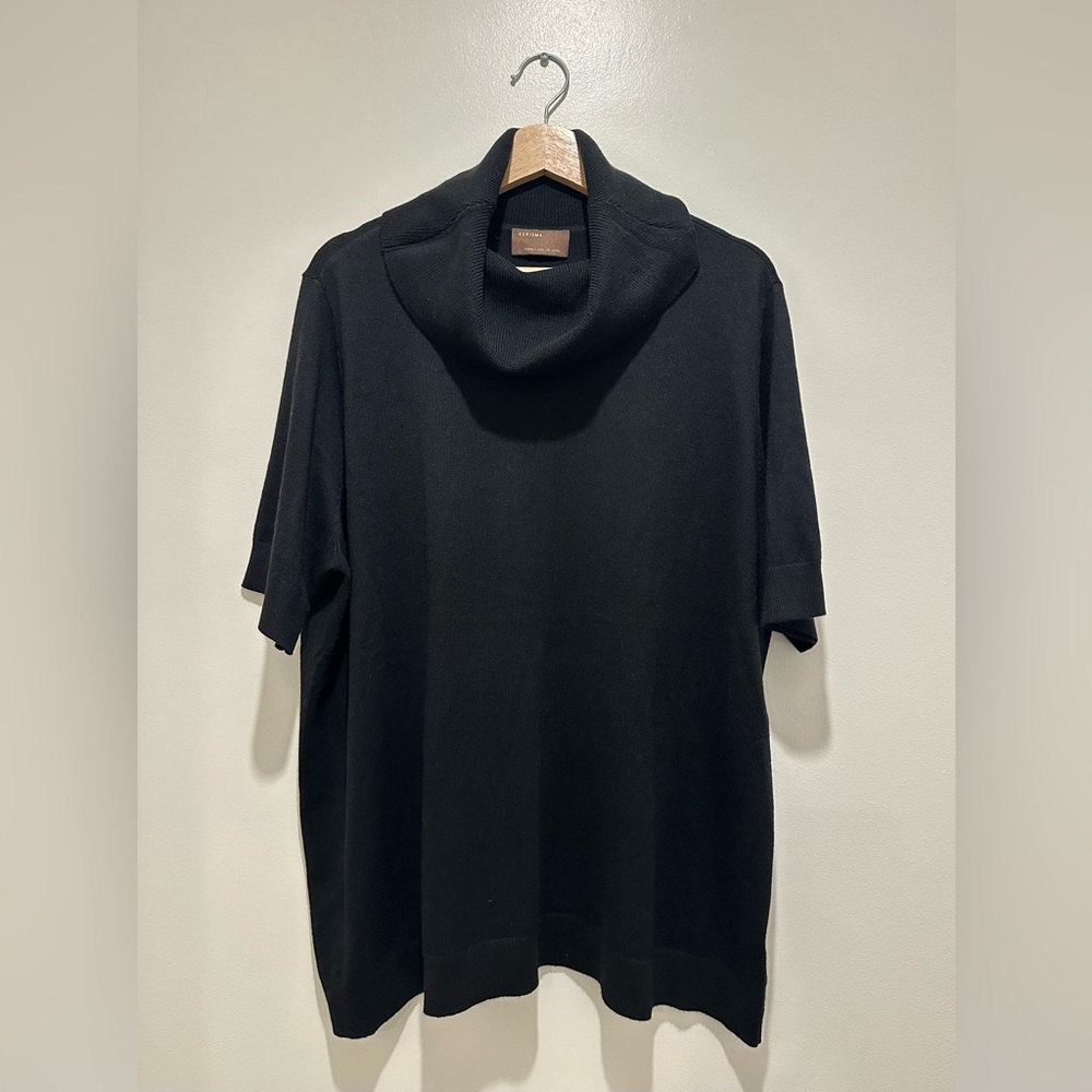 Kerisma Black Cowl Neck Short Sleeve Sweater Top Loose Fit Size M/L